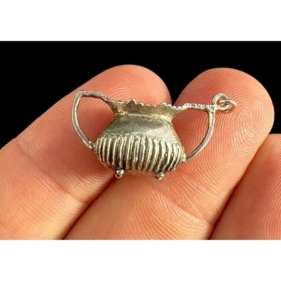 Charm Pendant Signed 925 REO 3D Teapot Sterling Silver Vintage Dangle - Picture 1 of 6